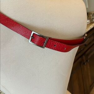 Express Red Leather Belt Made in Italy womens Large